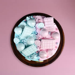 Top View of Pink N Blue Baby Shower Cake