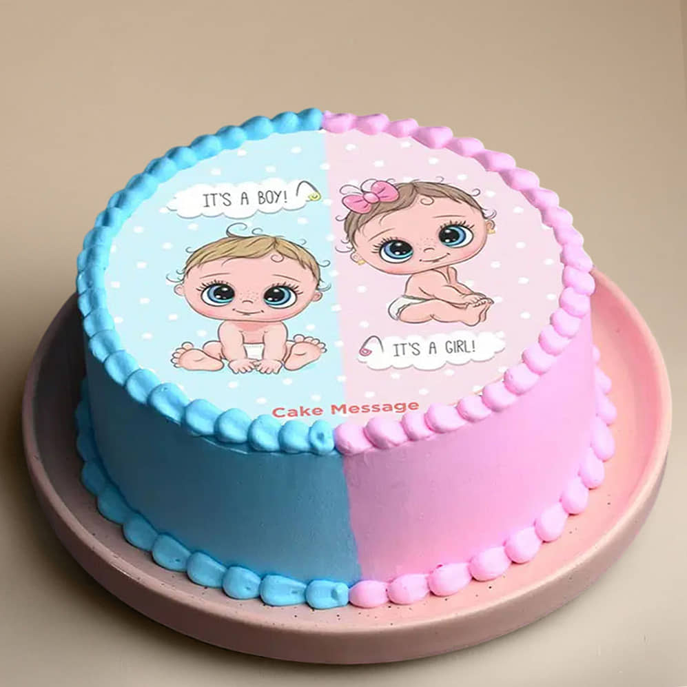 Buy Pink N Blue Baby Shower Theme Cake Online - Order Now