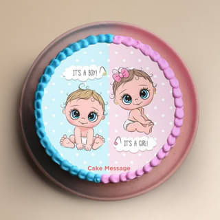 Front View of Pink N Blue Baby Shower Theme Cake