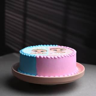 Pink N Blue Baby Shower Theme Cake Online 