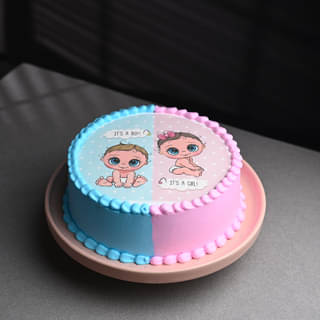 Pink N Blue Baby Shower Theme Cake Online 