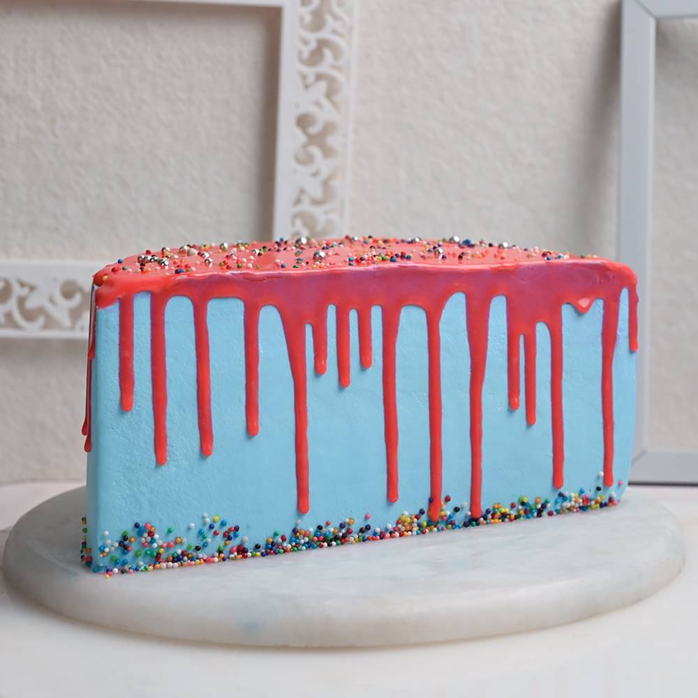 Side View of Colorful Sprinkle Strawberry Half Cake