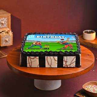Side View of Pitch Perfect Cricket Photo Cake