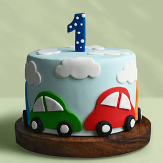 Zoomed-In View of Playful Car Cake