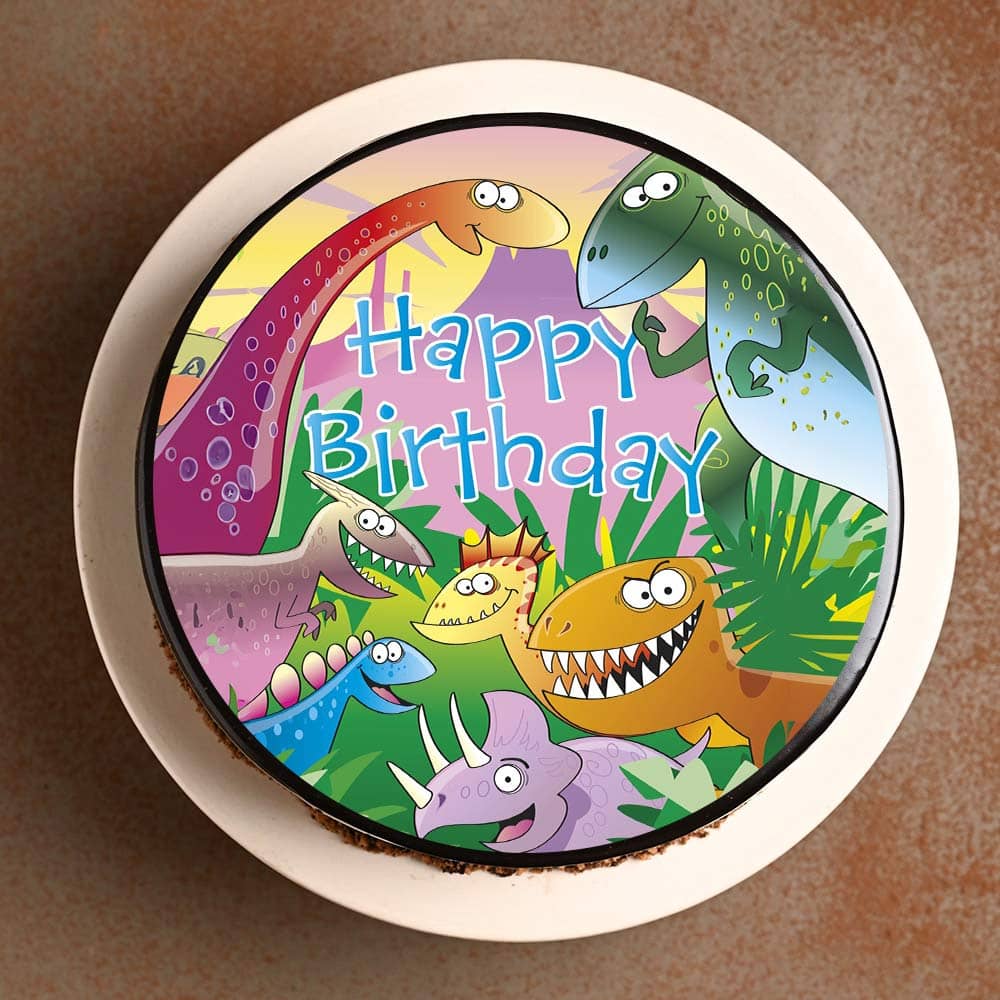 Playful Dinosaur Photo Cake Side View of Playful Dinosaur Photo Cake