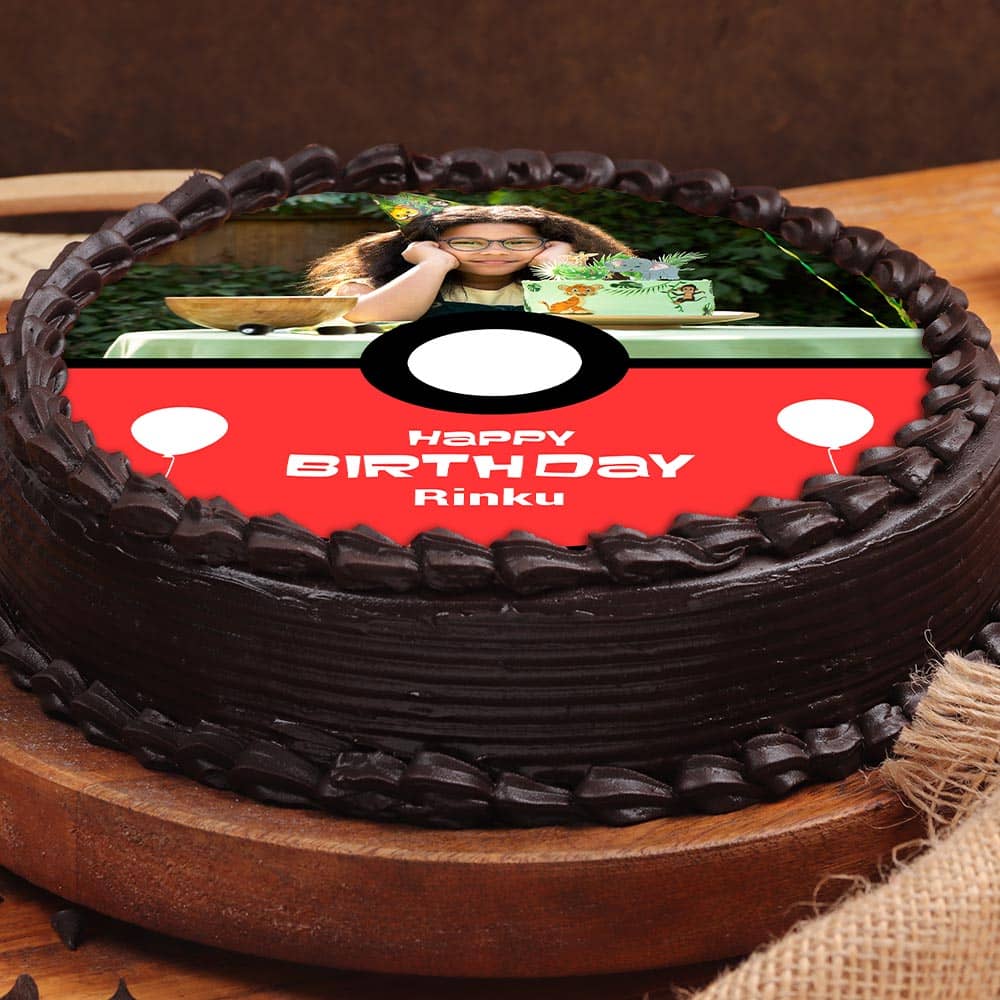 Palatable Poke Ball Photo Birthday Cake