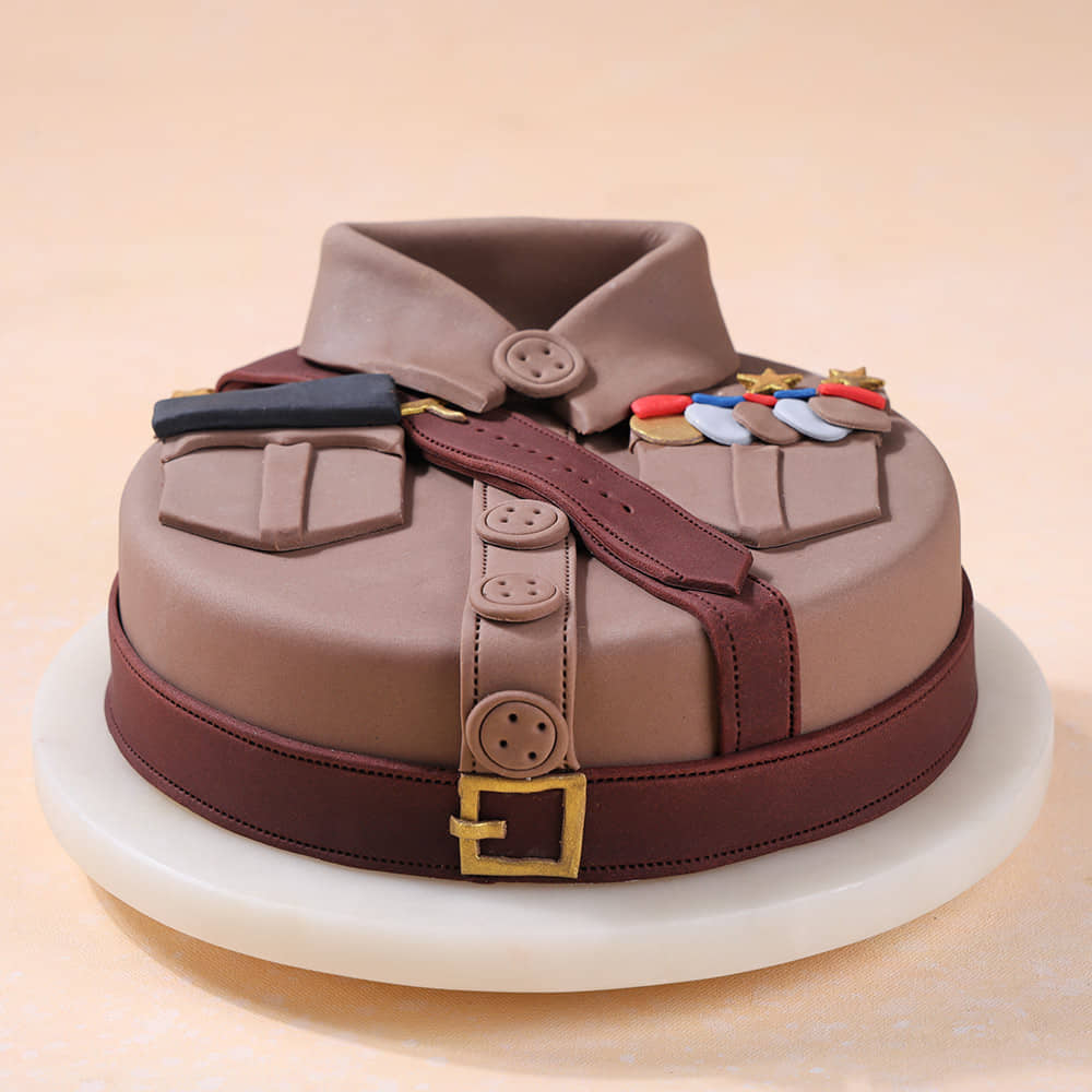Side View of Police Uniform Themed Cake