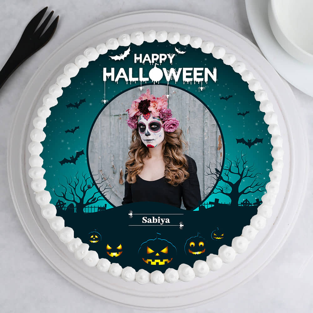 Personalised Halloween Photo Cake