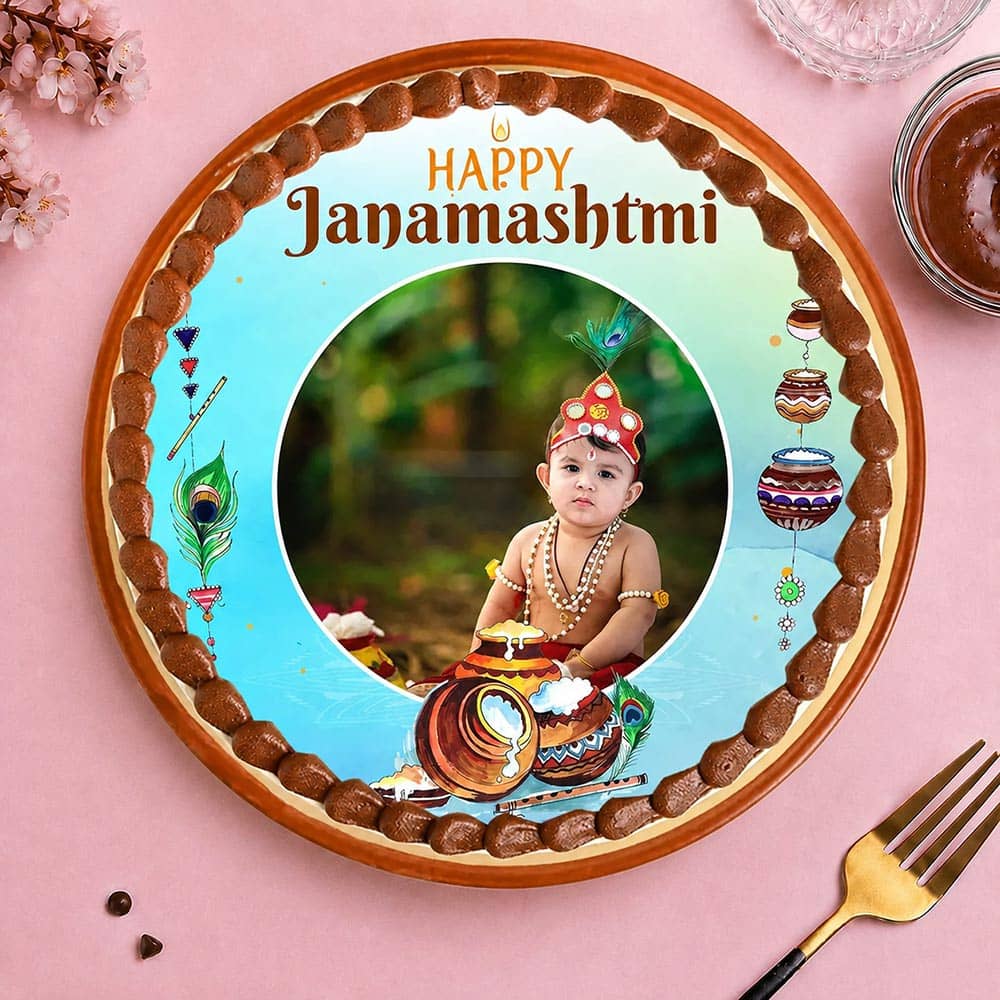 Happy Janmashtami Photo Cake
