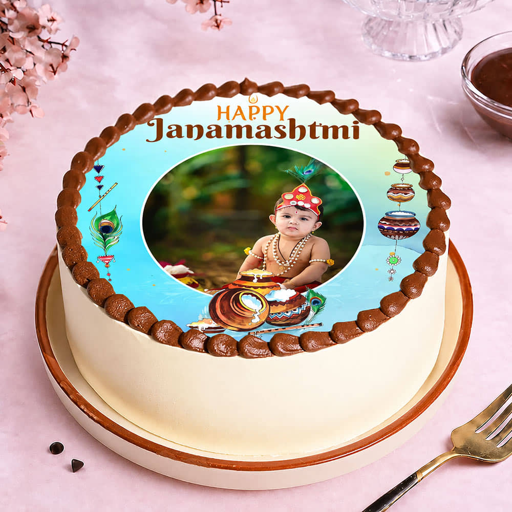 Happy Janmashtami Photo Cake