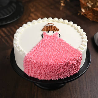 Princess In Pink Gown Theme Cake