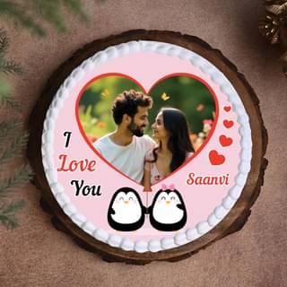 Top View of A propose day special photo cake