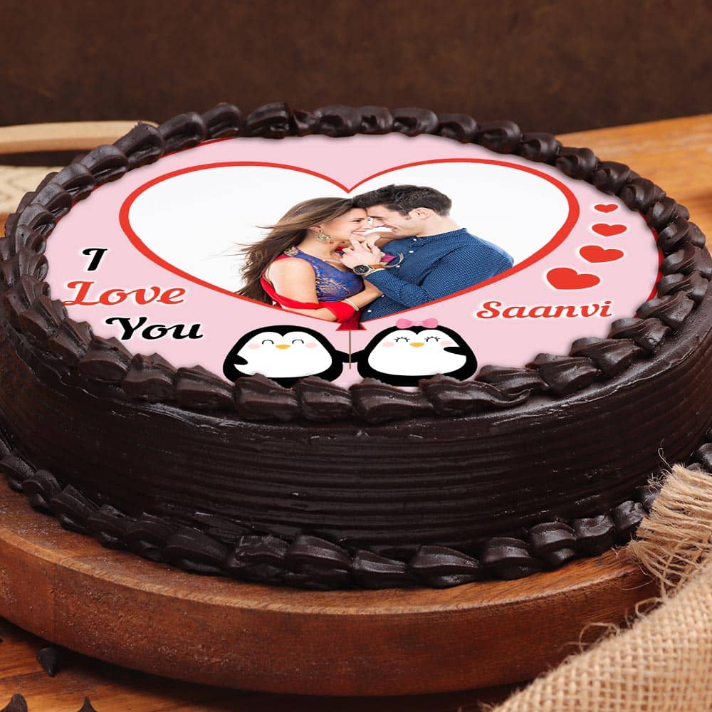 Propose Day Photo Cake Top View of A propose day special photo cake