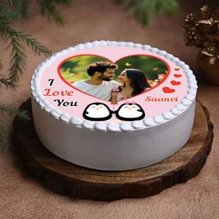 Side View of A propose day special photo cake