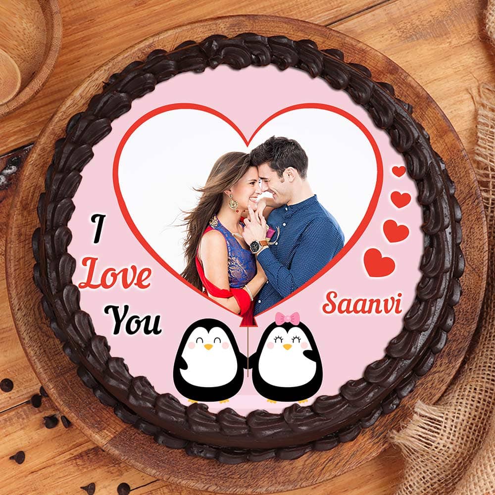 Propose Day Photo Cake Side View of A propose day special photo cake