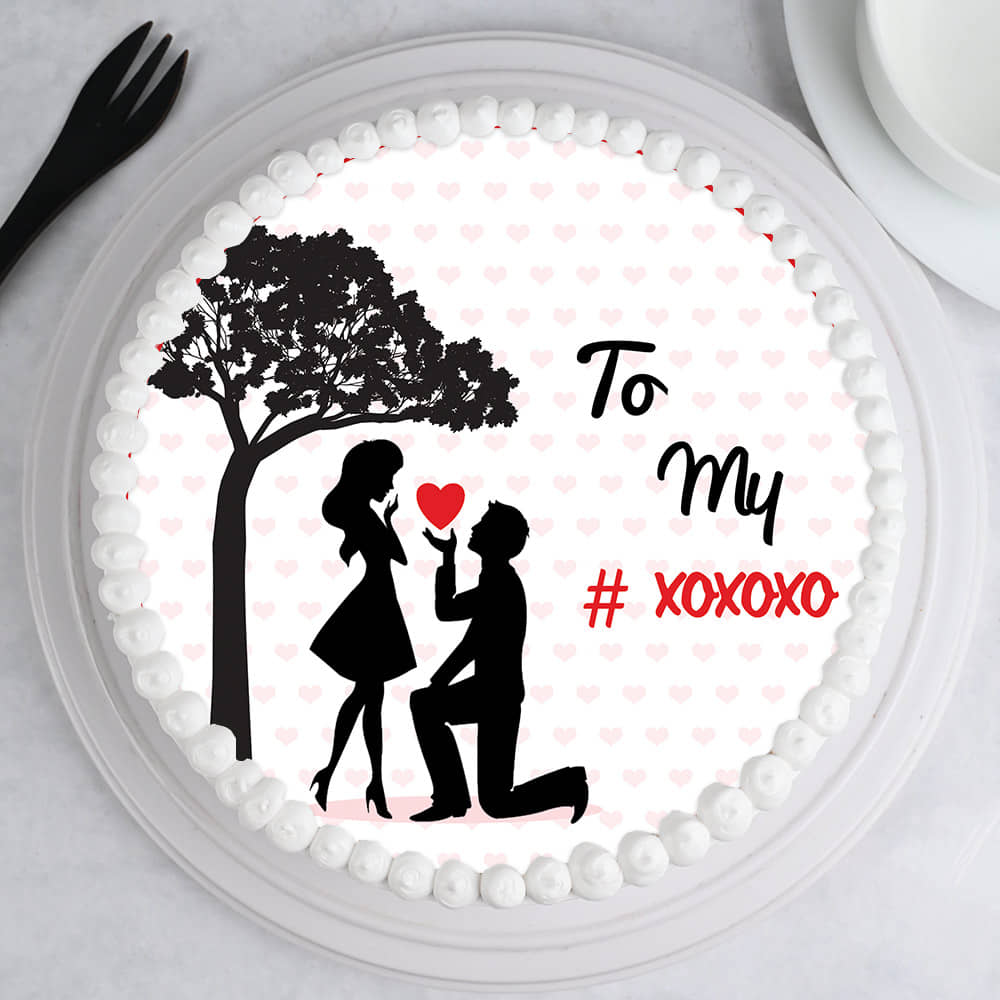 Propose Day Poster Cake Top View of Propose Day Poster Cake