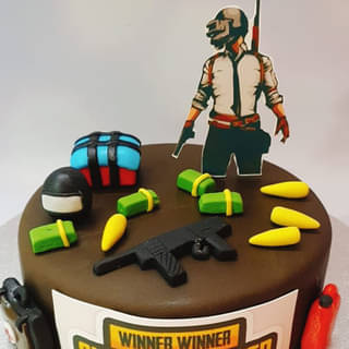 Zoomed View of PUBG Essentials Theme Cake