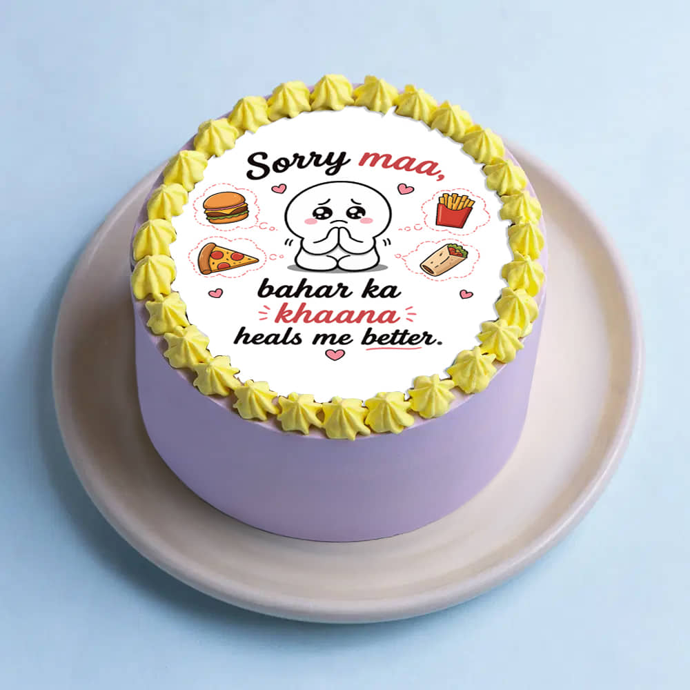 Top View of Quirky Apology Bento Cake For Mom