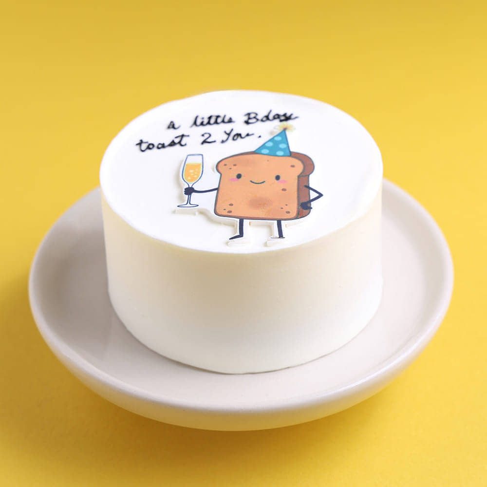 Top View of Quirky Birthday Toast Bento Cake