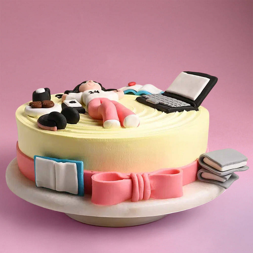 Side View of Quirky Daughters Day Cake