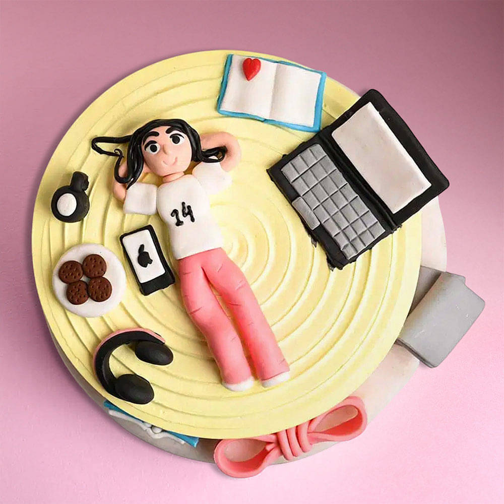 Top View of Quirky Daughters Day Cake