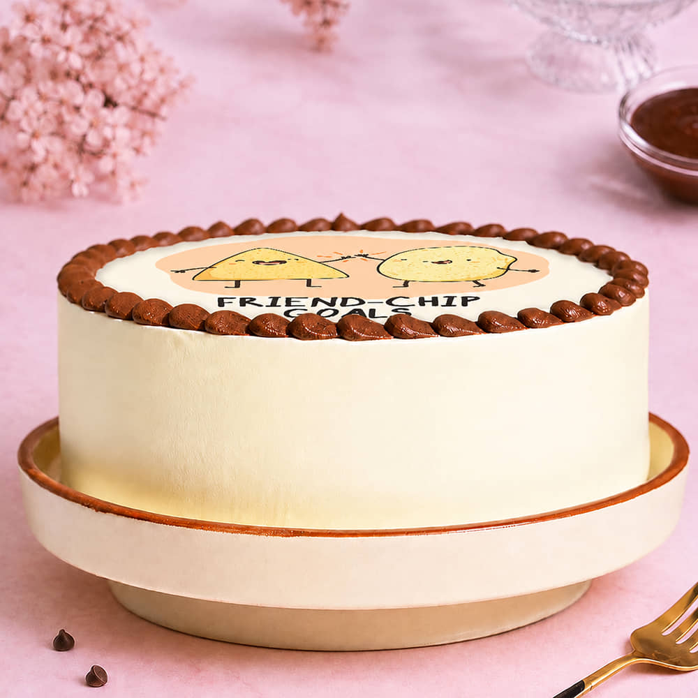 Side View of Quirky FriendChip Goals Cake