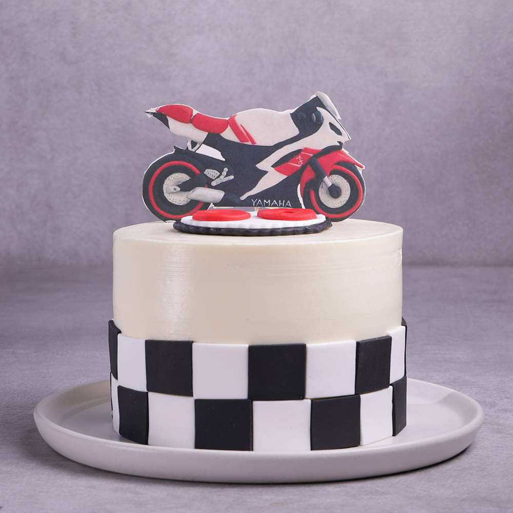 Racer Bike Cake Front View of Racer Bike Cake