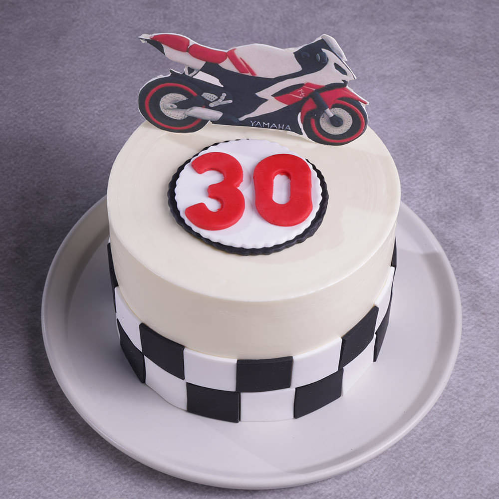 Racer Bike Cake Top View of Racer Bike Cake