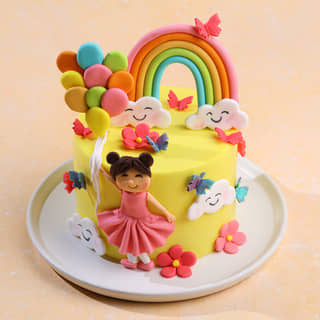 Front View of Rainbow Dreams Balloon Cake Front View of Rainbow Dreams Balloon Cake