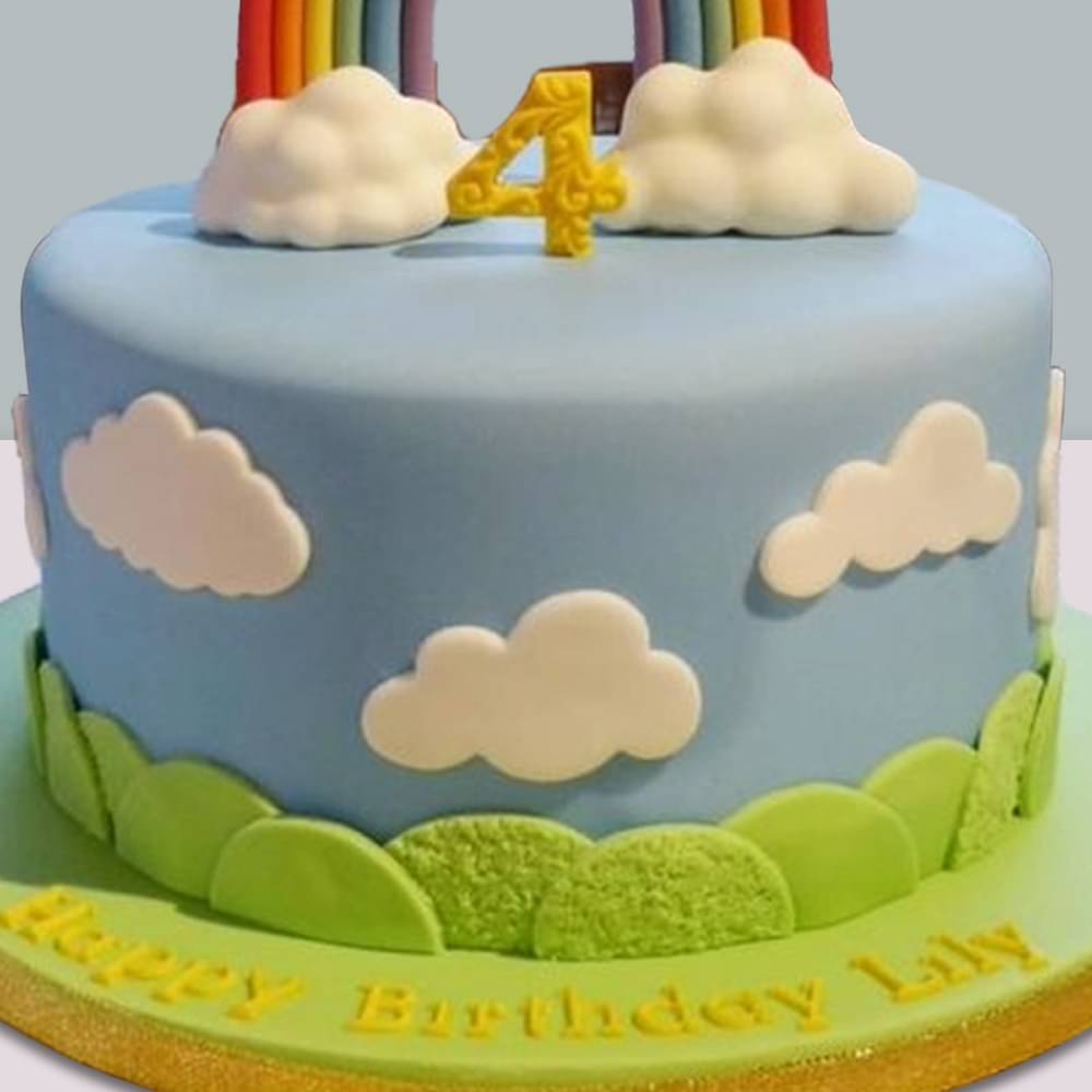 Zoomed View of Rainbow Delight Cake