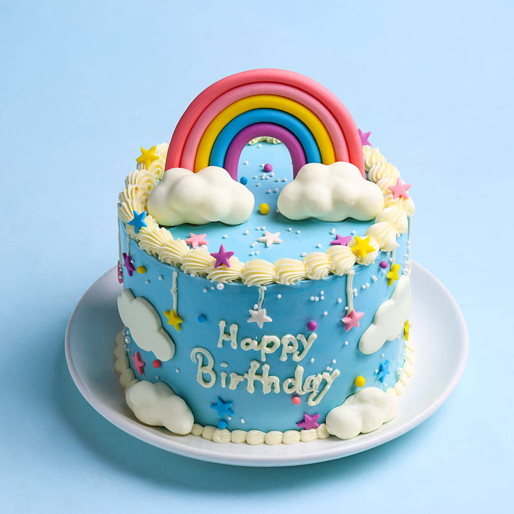 Rainbow N Clouds Cake