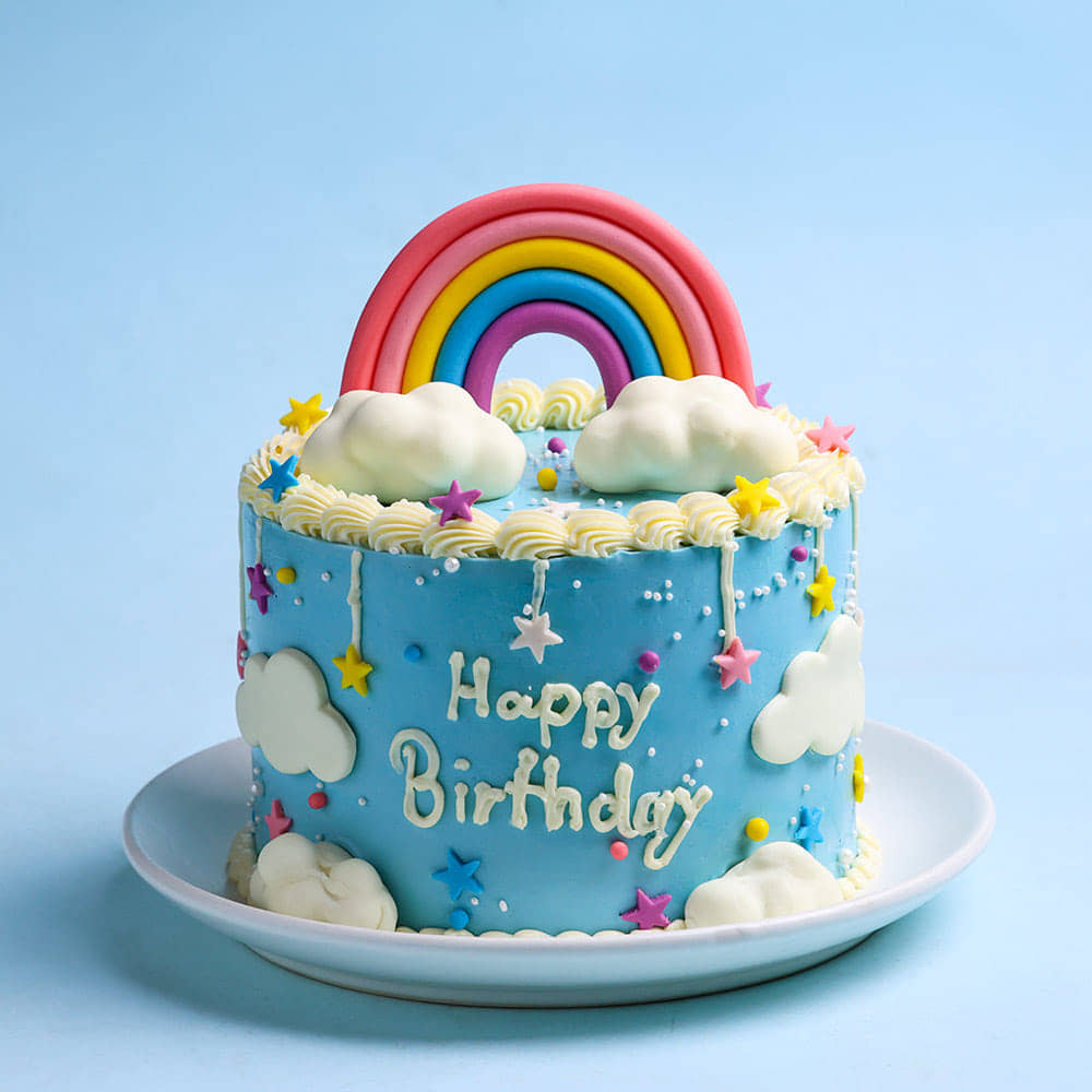 Rainbow N Clouds Cake