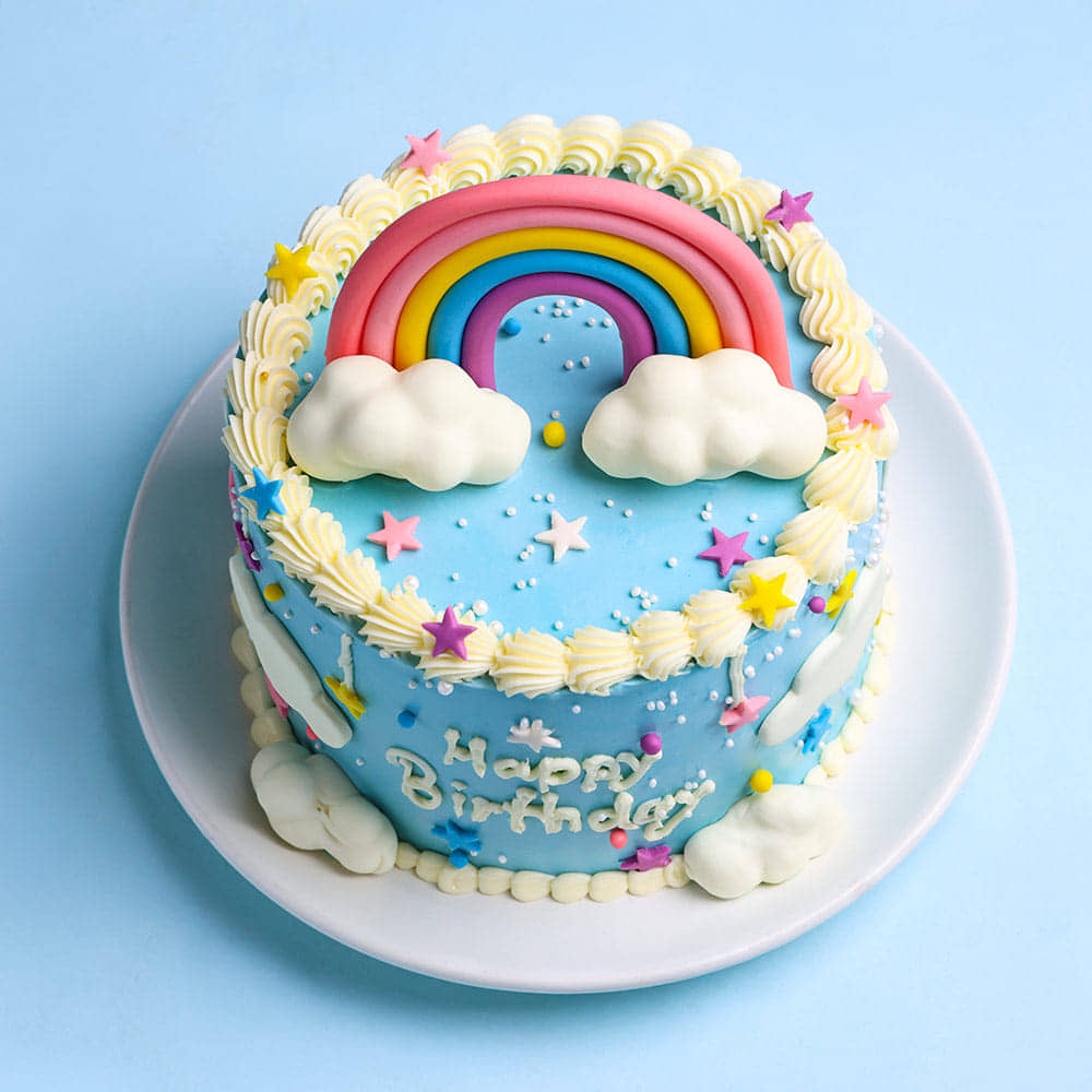 Rainbow N Clouds Cake