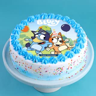 Rainbow Sprinkled Bluey Cake