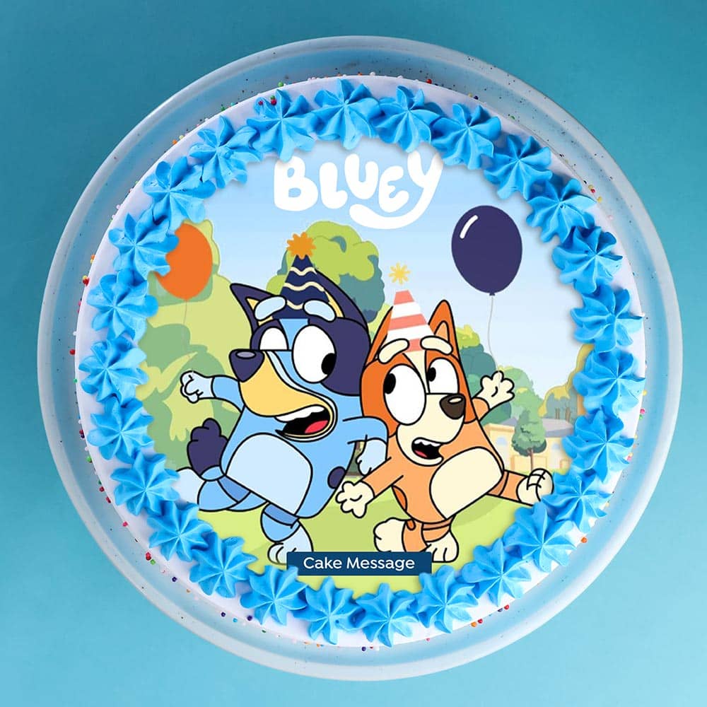 Rainbow Sprinkled Bluey Cake