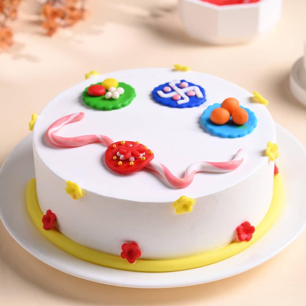 Front View of Rakhi Sweet Moments Cake Front View of Rakhi Sweet Moments Cake
