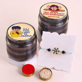 Choco Jar Cakes With Designer Rakhi