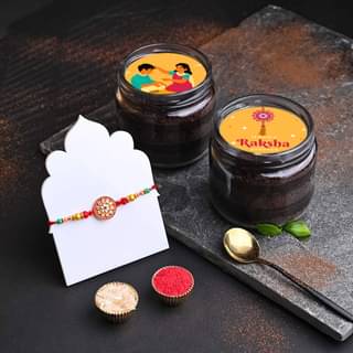 Choco Jar Cakes With Designer Rakhi