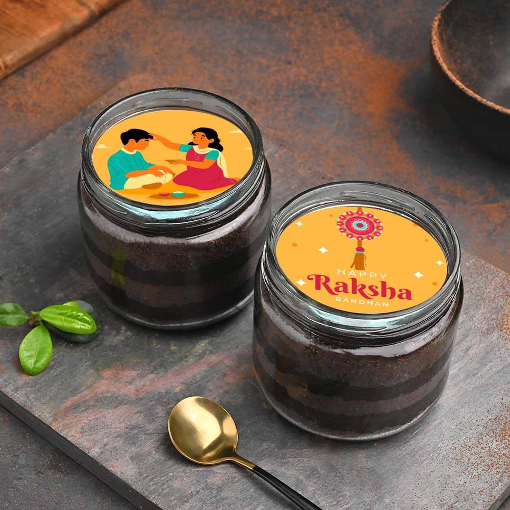Choco Jar Cakes With Designer Rakhi