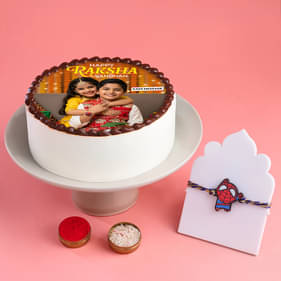  Rakhi With Red Velvet Photo Cake