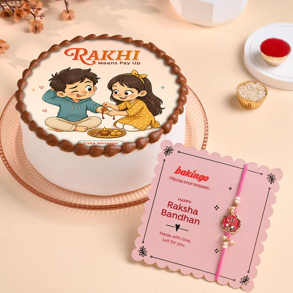 Rakhi With Chocolate Photo Cake Rakhi With Chocolate Photo Cake