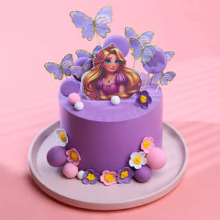 Front Angled View of Rapunzel Butterfly Cake Front Angled View of Rapunzel Butterfly Cake