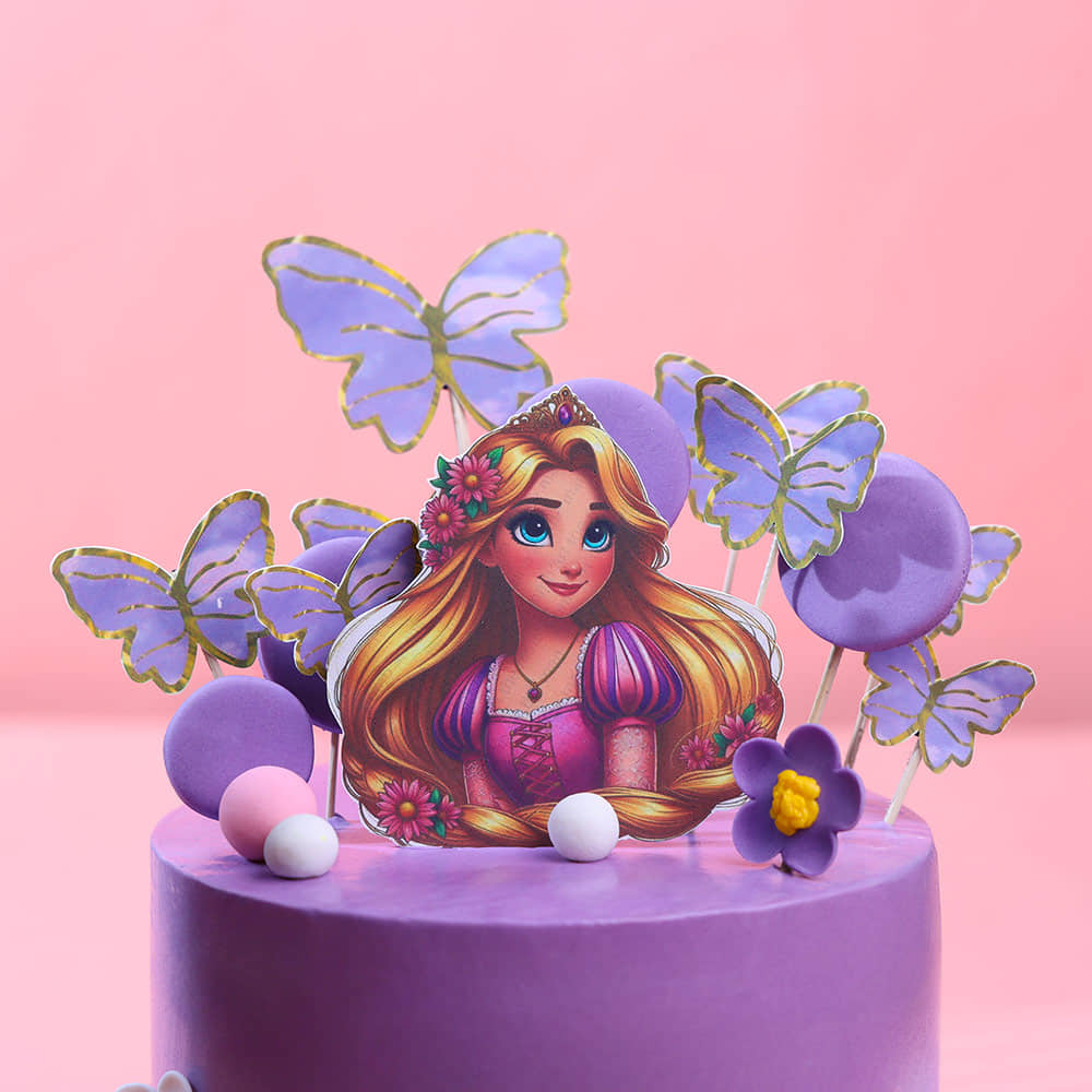 Zoomed-in View of Rapunzel Butterfly Cake