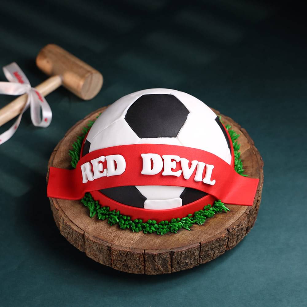 Red Devil Football Chocolate Pinata Cake