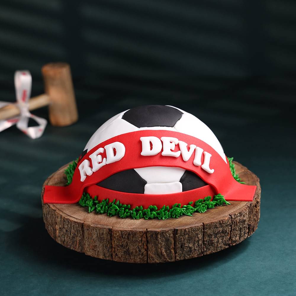 Red Devil Football Chocolate Pinata Cake