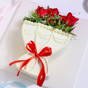 Red Rose Bouquet Cake