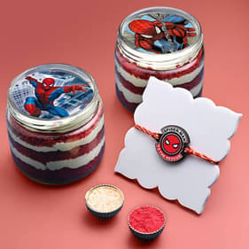 Red Velvet Cake Duo With Kids Rakhi