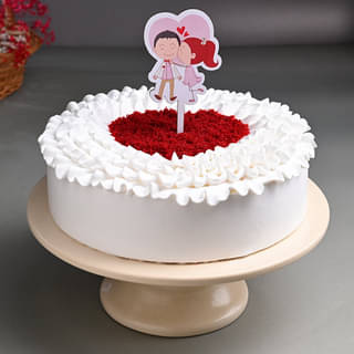 Valentine Special Red Velvet Cake With Couple Topper