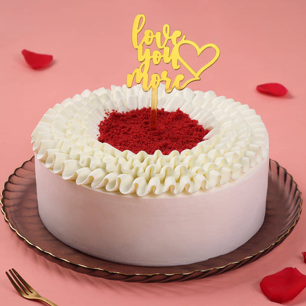Red Velvet Cake With Love Topper Valentine Special Red Velvet Cake With Couple Topper