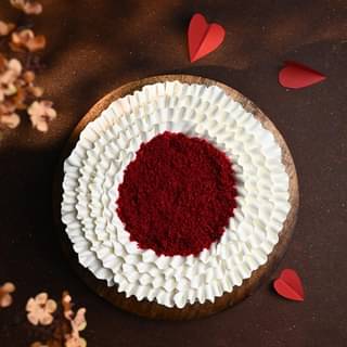 Top View Valentine Special Red Velvet Cake 